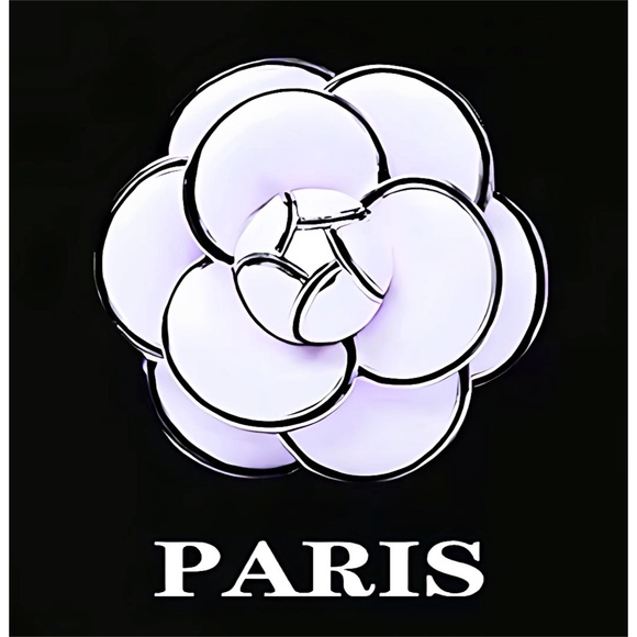 LAST 2! Black Graphic Tee with Puffy Flower and PARIS! - Picture 2 of 2